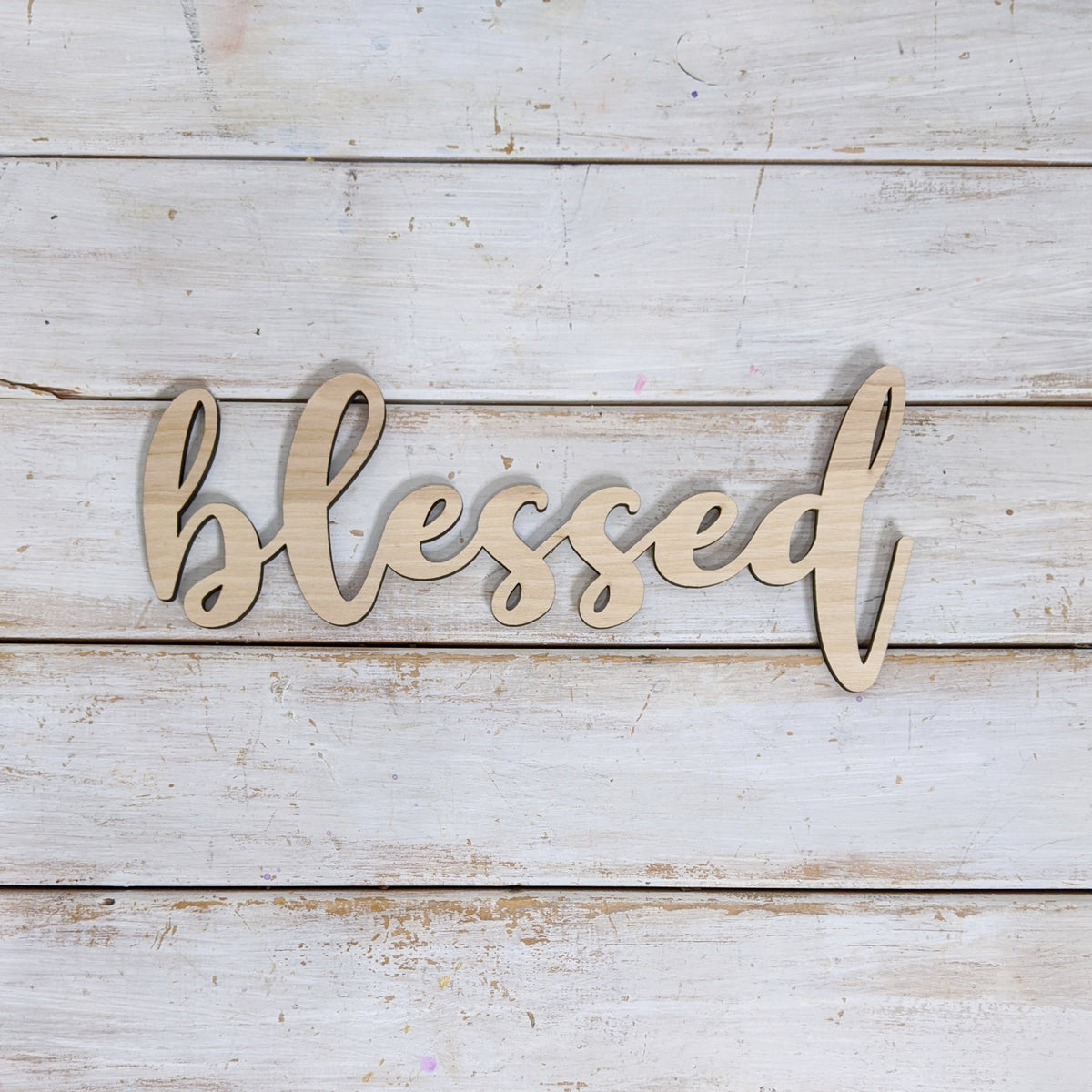 10 inch Blessed Phrase Wood Cutout _sola_wood_flowers