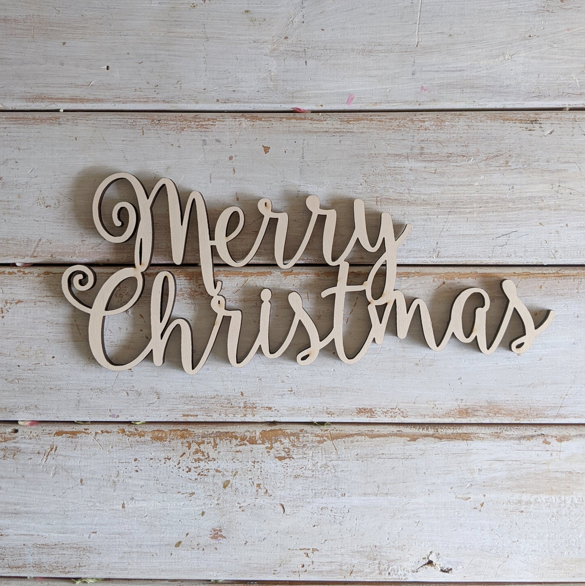 10" Merry Christmas Wood Sign _sola_wood_flowers