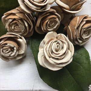 Bark Rose - 2 inches - sets by the dozen _sola_wood_flowers