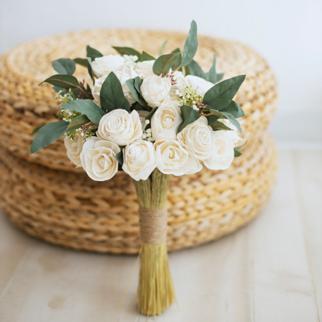DIY KIT Katherines Collection Boho Sola Flower Bouquet Ivory Champagne  Wedding Bridal Bouquet 