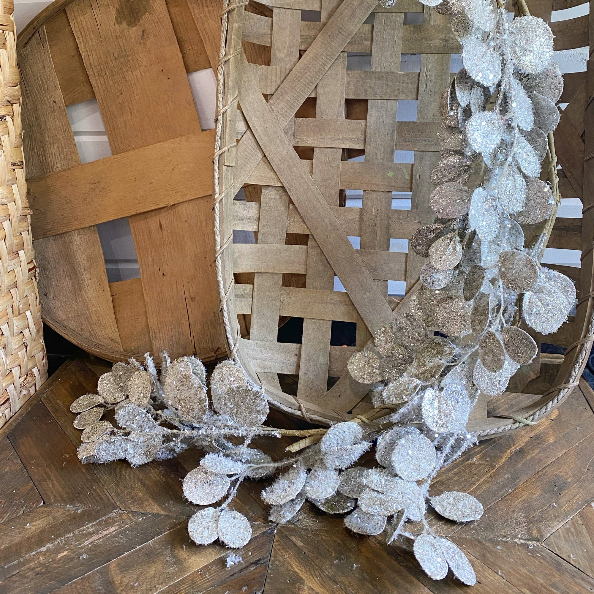 Glitter Silver Dollar Eucalyptus Garland | Faux