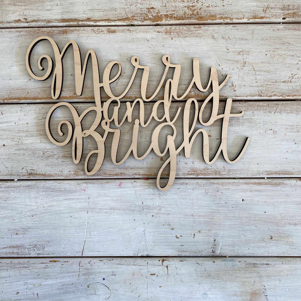 9 inch Merry and Bright Wood Cutout _sola_wood_flowers