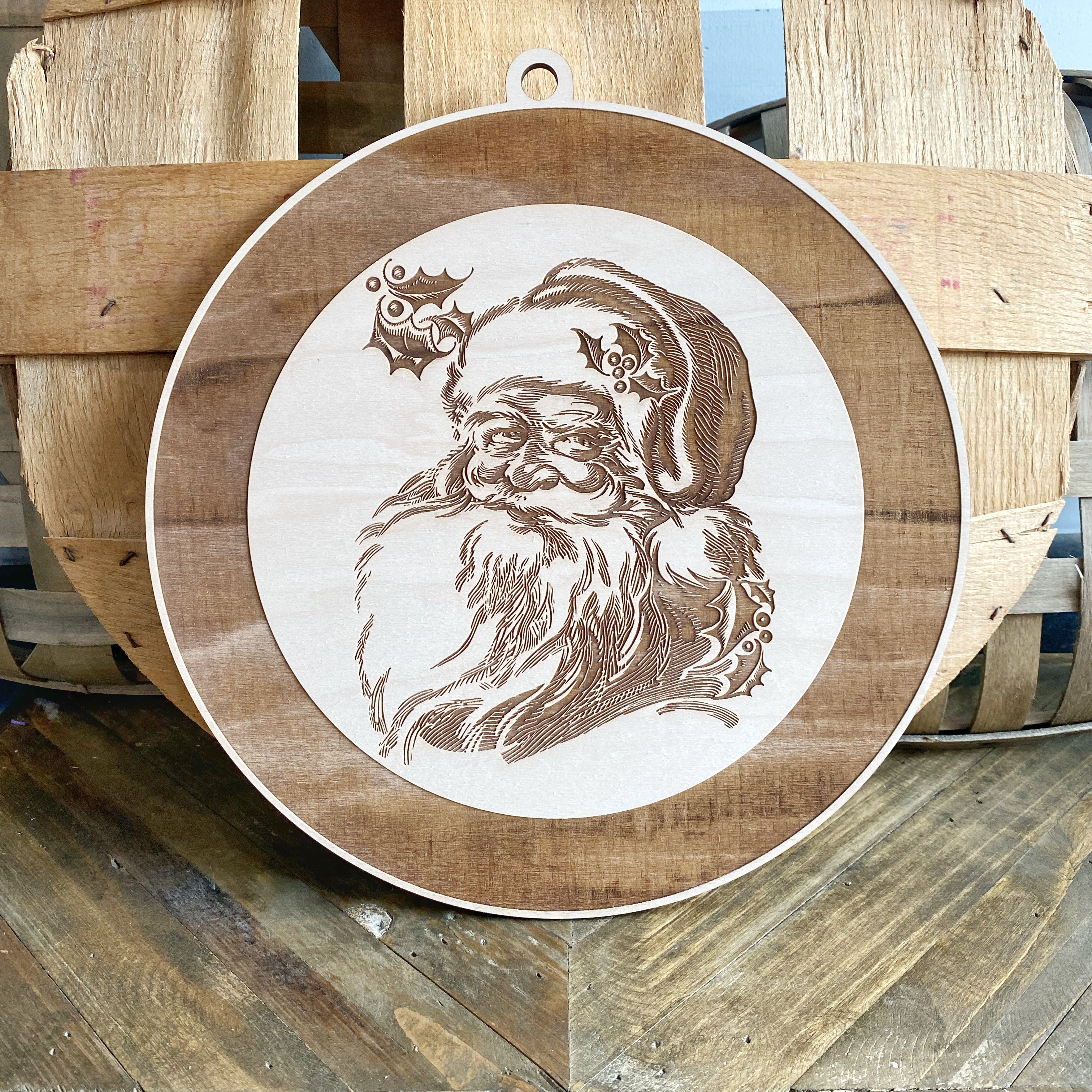12 inch Santa Wood Wreath | Oh You're Lovely