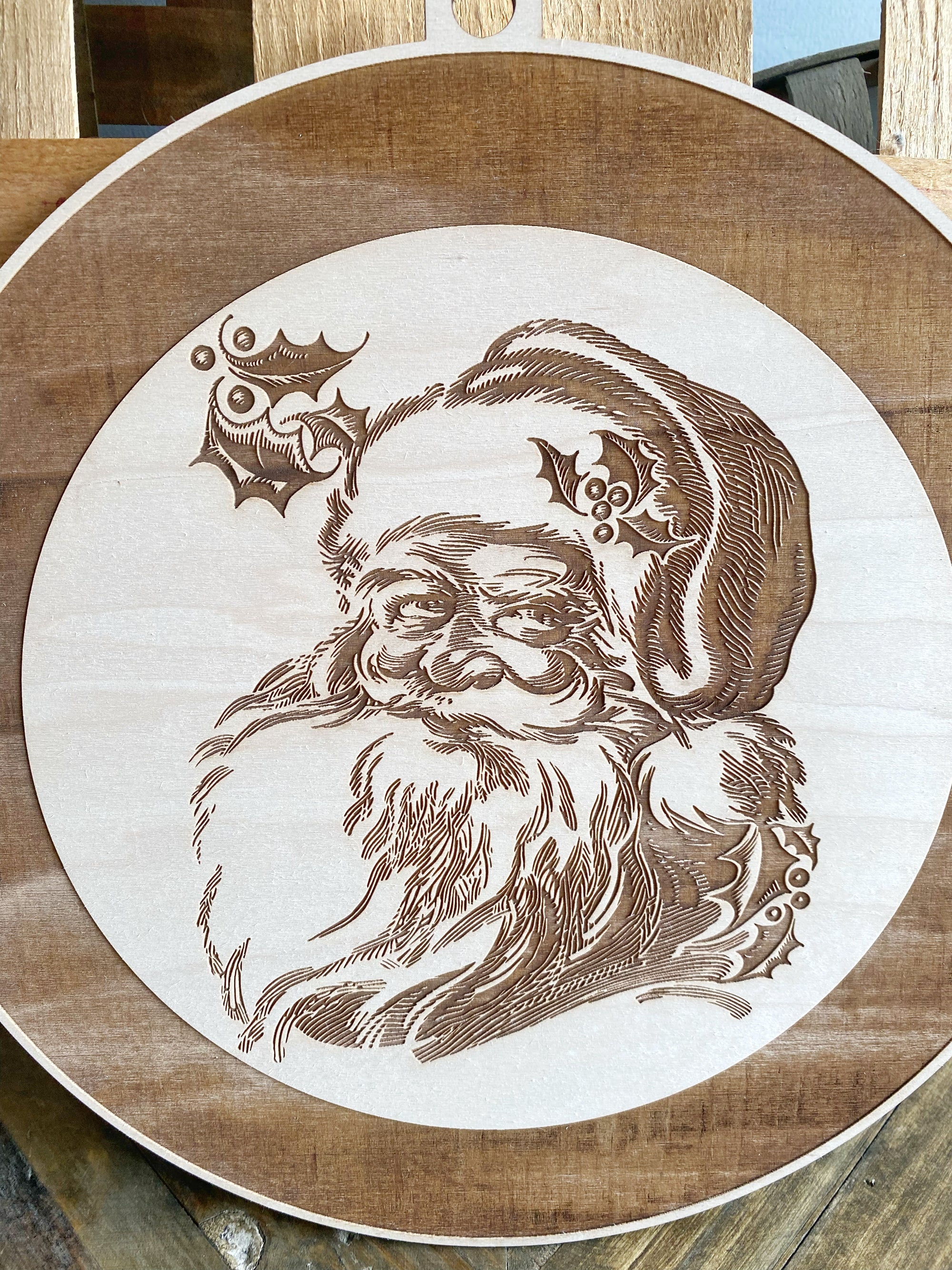 12 inch Santa Wood Wreath