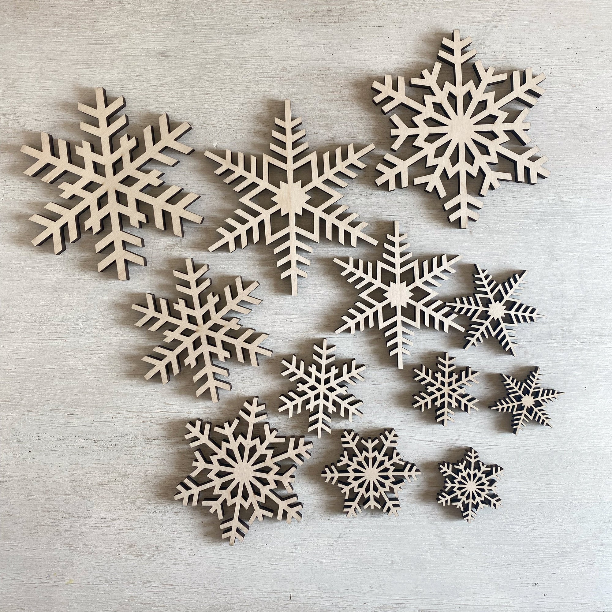 Wood Snowflakes  Set of 12 - Oh! You're Lovely - Sola Wood Flowers