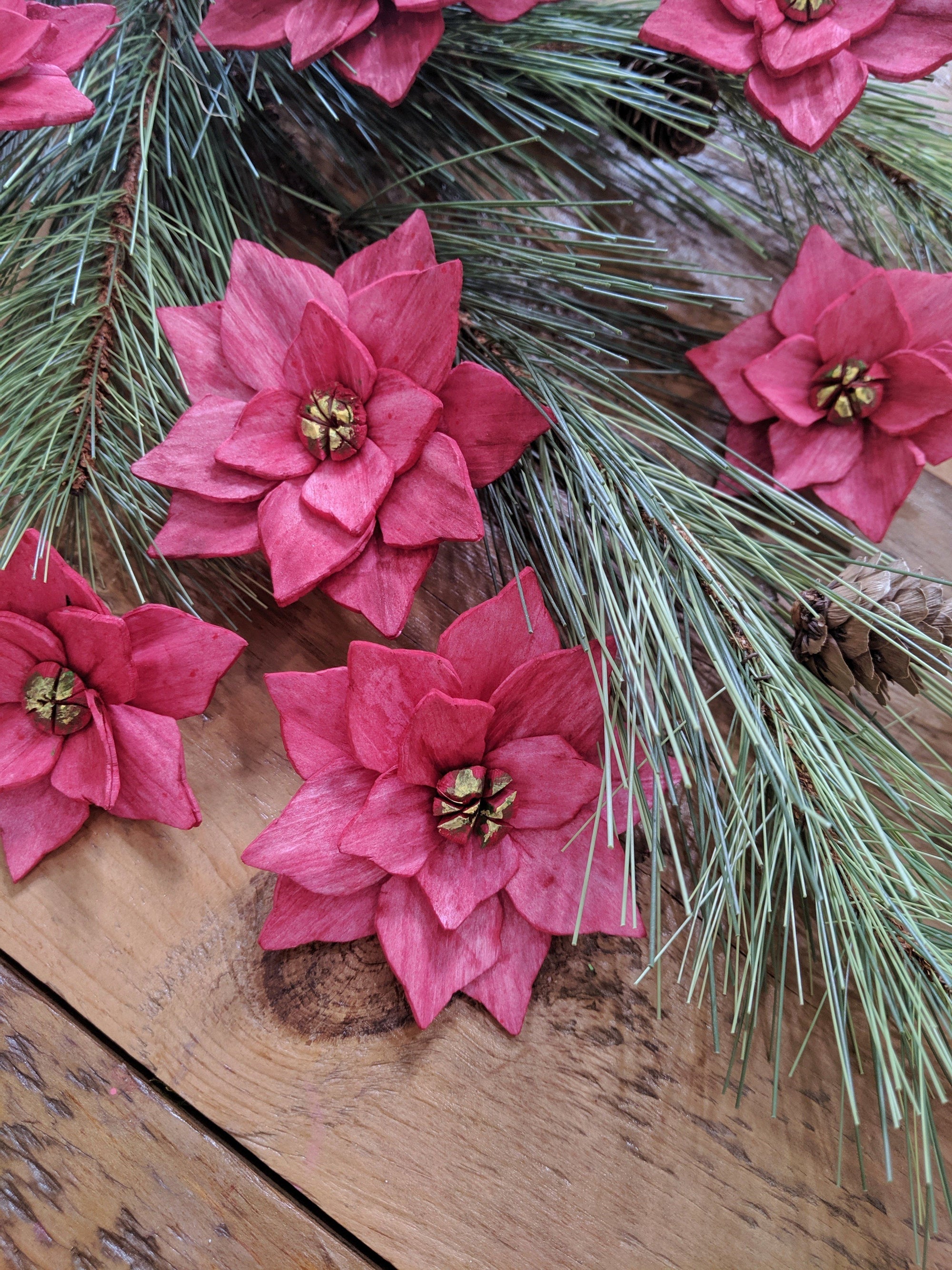 Poinsettia - set of 12 - multiple sizes available _sola_wood_flowers