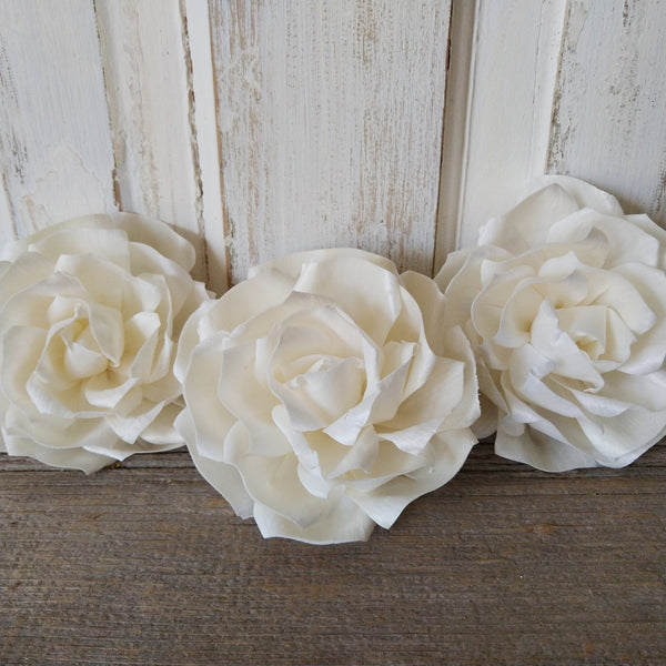 Tea Rose 3 inch set of 6 Wooden Flower Oh! You're Lovely Sola